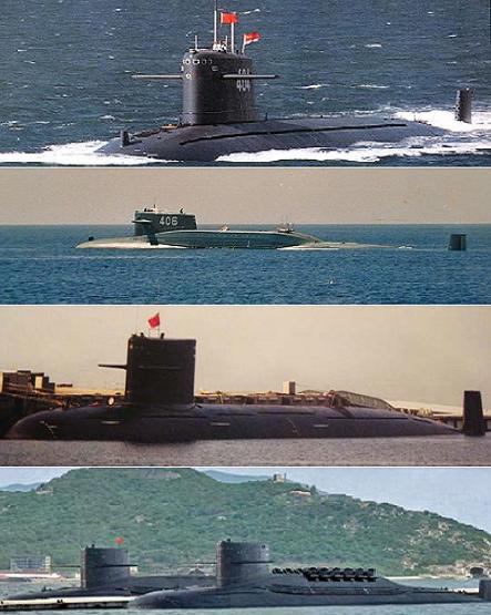 Tàu ngầm hạt nhân lớp Hán (Type 091), lớp Hạ (Type 092), lớp Thương (Type 093), lớp Tấn (Type 094) của Trung Quốc.