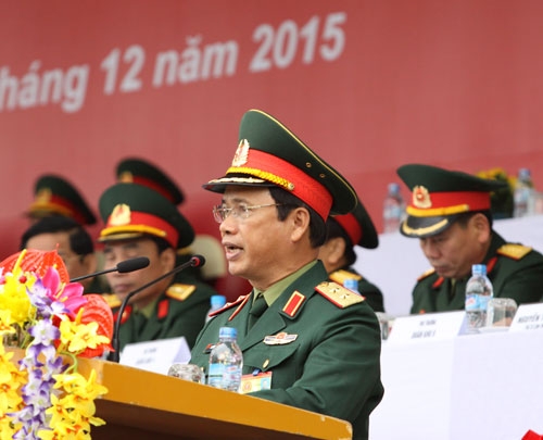 
Trung tướng Nguyễn Quốc Khánh phát biểu khai mạc.
