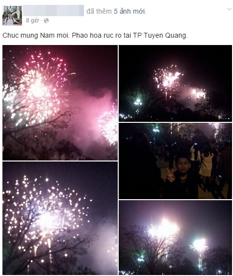 Những hình ảnh của màn pháo hoa chào đón năm mới ở Tuyên Quang cũng được dân mạng chia sẻ
