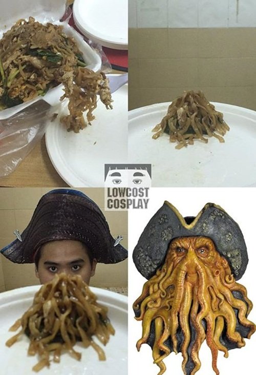 Davy Jones trong Cướp biển vùng Caribbean với bộ râu được ghép từ đĩa mỳ