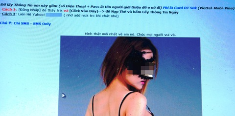 Hình ảnh gái mại dâm được chào hàng trên mạng
