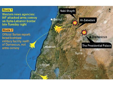 
Một đường bay Israel có thể áp dụng để tập kích đường không vào Syria
