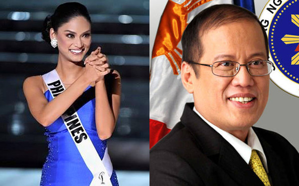 
Tân Hoa hậu Hoàn vũ Pia Wurtzbach và tổng thống Philipines - Benigno Aquino.
