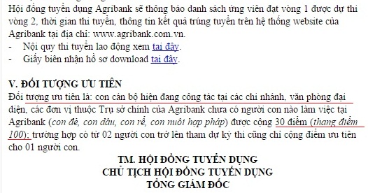 
Ngân hàng Agribank tuyển dụng (Ảnh chụp lại thông tin công khai trên trang agribank.com.vn)
