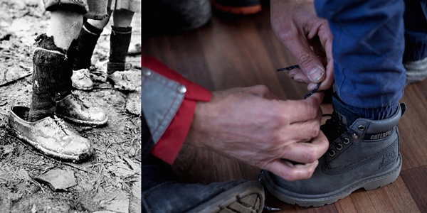 Năm 1950, tại Hy Lạp, một cậu bé mặc đôi vớ rách, đi đôi giày kích thước lớn của một ai đó để lại. Bức ảnh đã thực sự gây xúc động cho thấy sự thiếu thốn của các bé lúc bấy giờ. Năm 2015, cũng tại Gevgelija, bức ảnh chụp người cha Jamal Majati dừng lại để buộc dây giày cho con trai Basher khi vừa chạy trốn khỏi Syria, cũng gây cảm xúc tương tự.