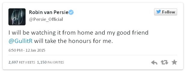 Van Persie đã chia sẻ trên Twitter.