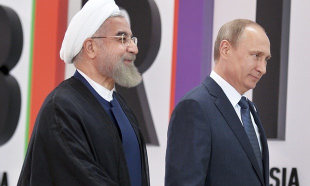 Tổng thống Iran Hassan Rouhani và Tổng thống Nga Vladimir Putin.