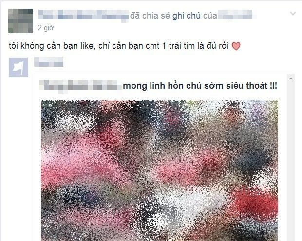 Hình ảnh ghê sợ kèm dòng phụ chú: Không cần like, chỉ cần comment trái tim.