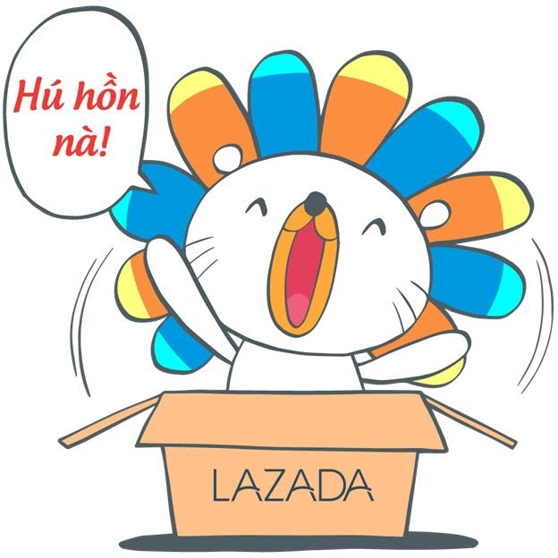 Mascot Lazion đang phủ sóng trên mọi ấn phẩm quà tặng của Lazada trong tháng Cách Mạng Mua Sắm Trực Tuyến