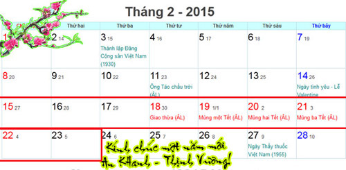 Chốt phương án nghỉ Tết 2015 - 1