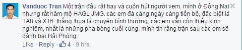 Những bình luận bày tỏ sự ủng hộ với HAGL