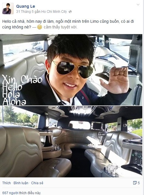 
Quang Lê khoe chiếc xe Limousine đẳng cấp
