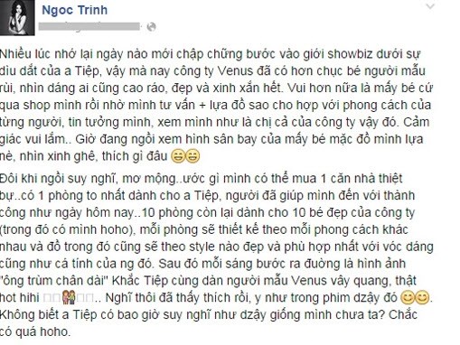 Ngọc Trinh mong muốn mua nhà chung cho ông bầu Khắc Tiệp và các đàn em.