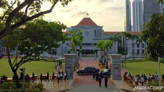 Tòa nhà Quốc hội Singapore, nơi linh cữu ông Lý Quang Diệu được chuyển tới hôm 25-3. Ảnh: CNA