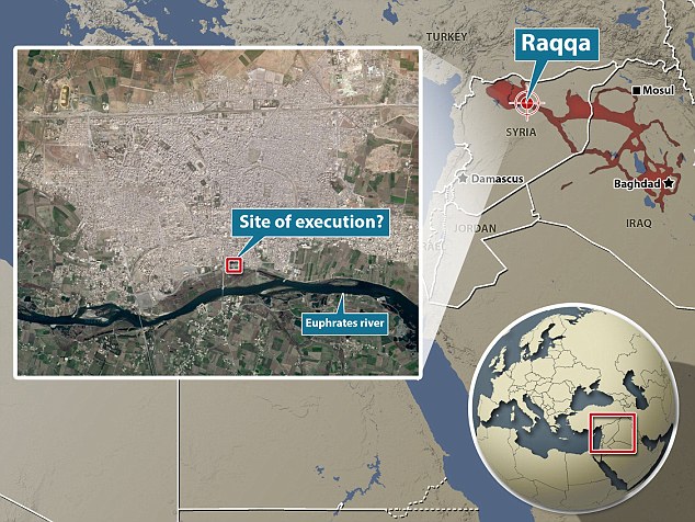ĐỊa điểm được cho là nơi phi công Jordan bị hành quyết chỉ cách sông Euphrates ở Raqqa vài trăm mét.