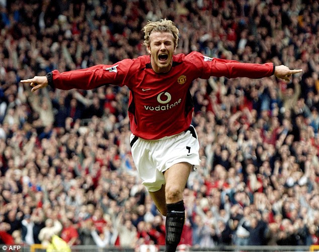 David Beckham thời còn chơi cho Man United.