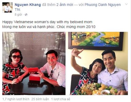 
MC Nguyên Khanh chia sẻ ảnh hạnh phúc bên mẹ.
