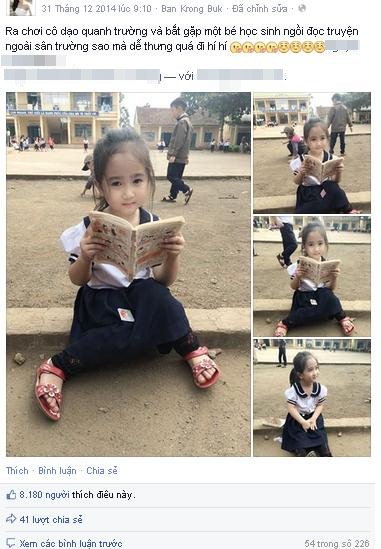 Cô bé tiểu học ở Đăk Lăk gây sốt với bức ảnh ngồi đọc truyện ở sân trường 4