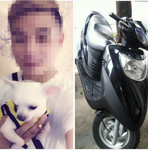 Nạn nhân Võ Thanh Quang và chiếc xe máy, đăng trên facebook cá nhân ngày thứ 6 (22-10)