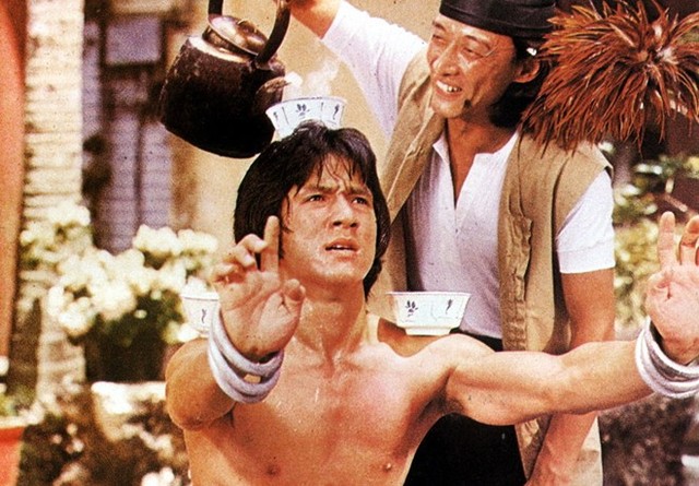 Jackie Chan practices martial arts... in the movie.