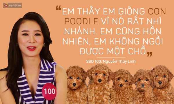 
Nguyễn Thùy Linh cho thấy sự vô tư và hoạt bát khi cho rằng tính cách mình giống cho poodle, hồn nhiên và không ngồi yên được một chỗ.
