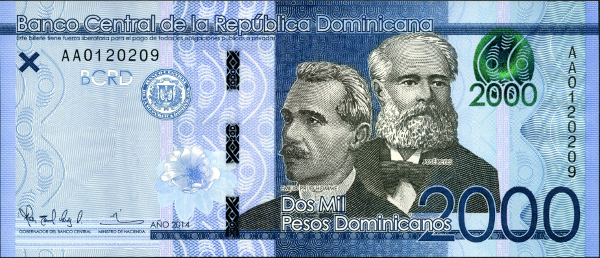   Tờ 2.000 Pesos của Cộng hòa Dominican.