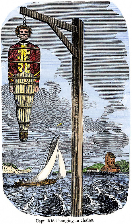Cướp biển Kidd bị treo dọc sông Thames. Ảnh: Alamy