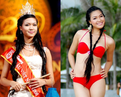 
Thùy Dung đăng quang Hoa hậu Việt Nam 2008 khi mới 18 tuổi.
