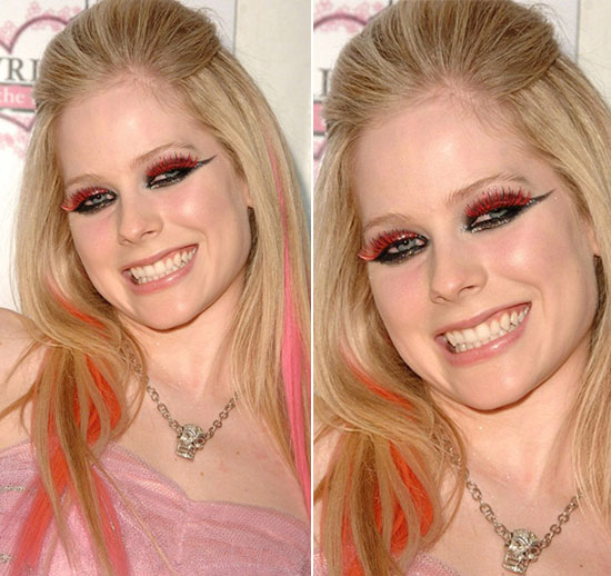 Avril Lavigne trở nên đáng sợ với đôi mắt đen xì và lông mi giả màu đỏ.