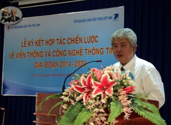 
Chủ tịch Ủy ban Nhân dân tỉnh Trà Vinh Đồng Văn Lâm phát biểu tại lễ ký kết. (Nguồn: travinhtv.vn)
