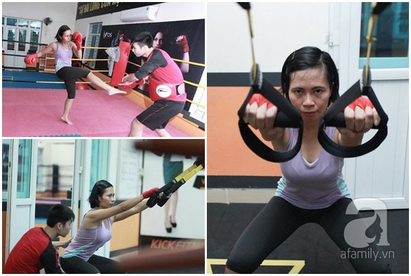 
Nhà văn Trang Hạ chơi rất nhiều môn thể thao mạo hiểm, mạnh mẽ mà kick-boxing là 1 trong số ấy (Ảnh: Afamily).
