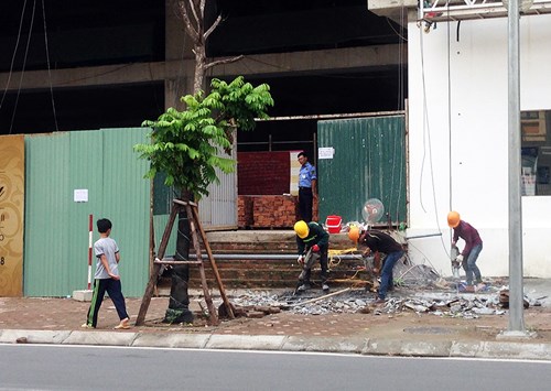 Dù dự án đang được Thủ tướng Chính phủ ra chỉ thị kiểm tra về những sai phạm quy hoạch nếu có, nhưng sáng ngày 27/9, dự án vẫn được thi công bình thường.