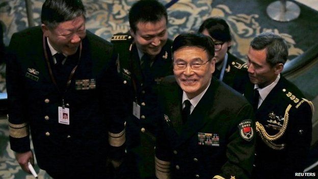Đô đốc Hải quân Trung Quốc, Thượng tướng Tôn Kiến Quốc dẫn đầu đoàn đại biểu Trung Quốc tại Đối thoại Shangri-la 2015. Ảnh: Reuters.