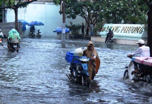 mưa lớn, đường phố Sài Gòn, ngập lênh láng, nước thối