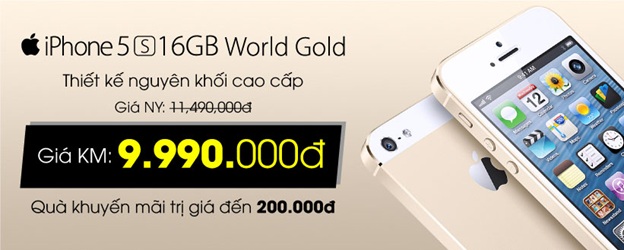 iPhone 5S Gold chính hãng, fullbox chưa active được Công ty cổ phần thiết bị Bách Khoa khu vực miền Namphân phối với số lượng hạn chế.