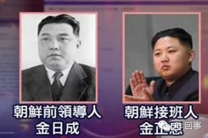 Lãnh đạo Triều Tiên Kim Jong-un (phải) với mái tóc giống hệt ông nội mình.