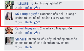 MC Thái Dũng và ca sĩ Mỹ Dung khá hứng thú với phản hồi của chồng Hạ Vy.