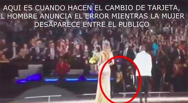 Hình ảnh trong clip phân tích sự bất thường của phần công bố kết quả Miss Universe 2015.