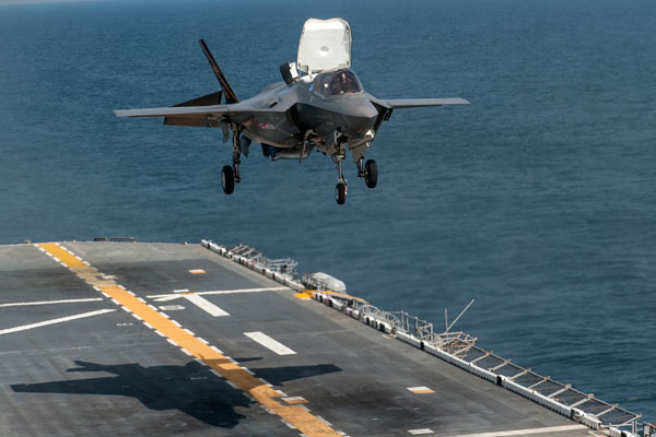 Tiêm kích tàng hình F-35B triển khai hoạt động trên tàu đổ bộ tấn công LHA-7 sẽ cho phép Hải quân Mỹ  nâng cao sức mạnh tác chiến.