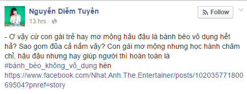 FB Nguyễn Diễm Tuyền đưa ra cách lập luận khá hợp lí về vấn đề bánh bèo không vô dụng.