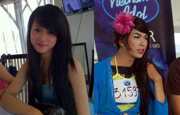 Hương Giang của Vietnam idol 2012 (ảnh trái) và của Vietnam idol 2010 (ảnh phải).