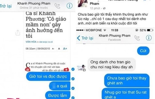 
Tin nhắn với Khánh Phương được G.C chia sẻ trên mạng.
