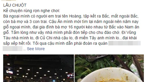 Dòng thông báo của người nhà ông H. trên Facebook