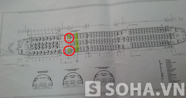 Vị trí nhà vệ sinh (bôi đỏ) chỉ cách chỗ ngồi của gia đình Lệ Quyên (bôi mực vàng) chừng 2m.