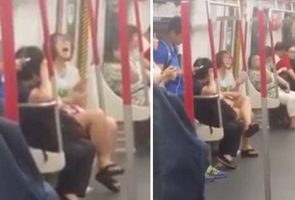 Cô gái gào khóc trên tàu điện ngầm vì điện thoại hết pin.