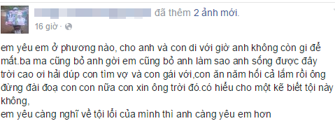 Những dòng tâm sự của anh Tùng trên facebook cá nhân