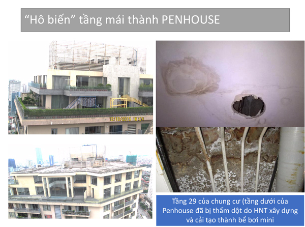 Theo thông tin từ cư dân Sky City, chủ đầu tư Hanotex đang có ý định hợp thức hóa sai phạm trong việc xây dựng 6 căn hộ penthouse.