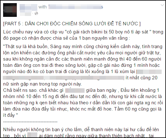 Một phần nội dung bài viết được trang mạng nói trên đăng tải cuối ngày, tiết lộ rằng không chỉ có hiện tượng té nước vào các cô gái (ảnh chụp màn hình).