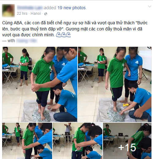 Cô giáo chia sẻ hình ảnh học sinh đi trên thảm thủy tinh khiến không ít người giật mình (Ảnh: Kênh 14)