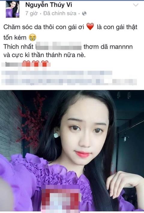 
Cũng như những hot girl khác, Thúy Vi nhanh chóng đua theo trào lưu quảng cáo sản phẩm trên facebook .
